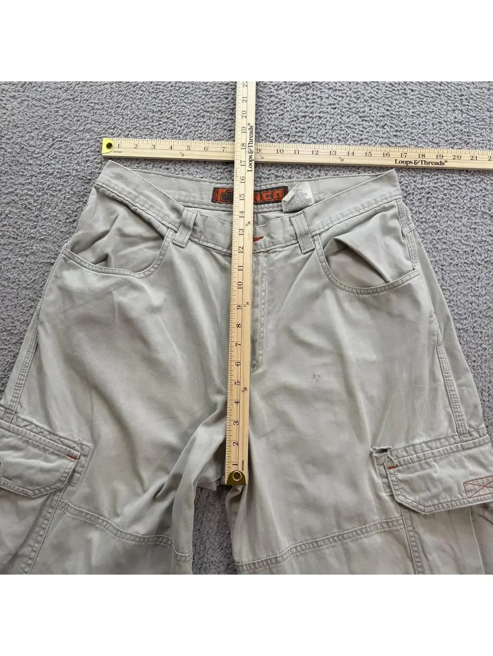 Vintage JNCO Jeans J375T Khaki Cargo Pants Made In USA 36x32 Wide Leg Y2K Skater